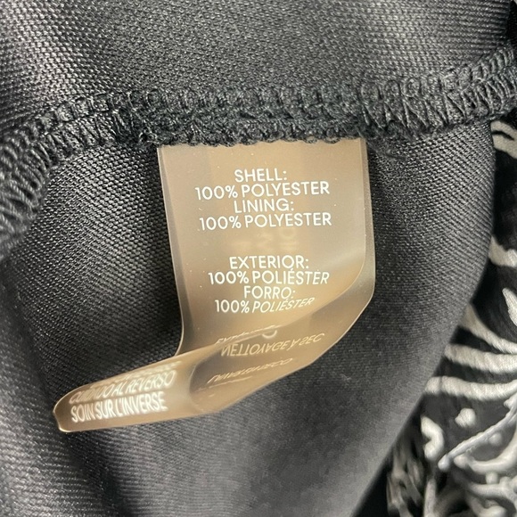 Calvin Klein Black White Chiffon Paisley Floral Hi Low Ruffle Faux Wrap Dress - Picture 10 of 11